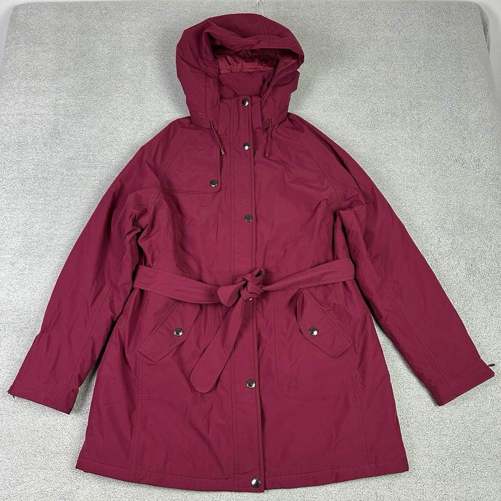 Lands End Jacket‎ Womens L 14–16 Plum Parka Insulated Belted Winter Coat READ